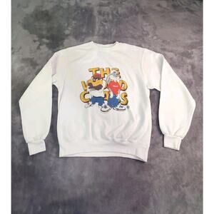 Champion Sz M Looney Tunes Hip Hop Bugs Bunny Taz Crewneck Sweatshirt White C35